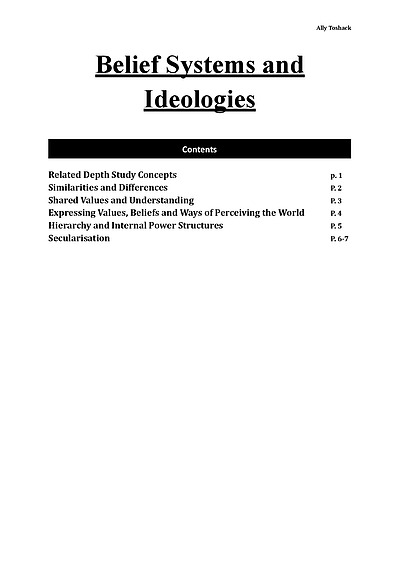 Cover page of Society and Culture: Belief Systems and Ideologies Notes