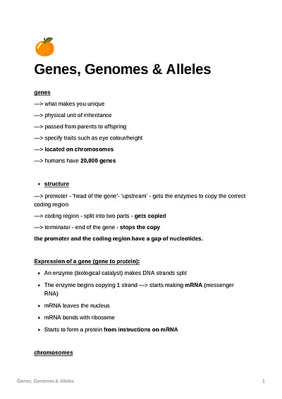 Cover page of Genes, Genomes, Chromosomes, Alleles - Summary