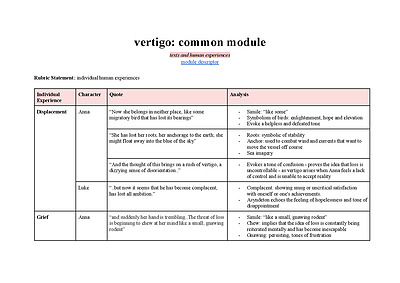 Cover page of Vertigo: common module - texts and human experiences