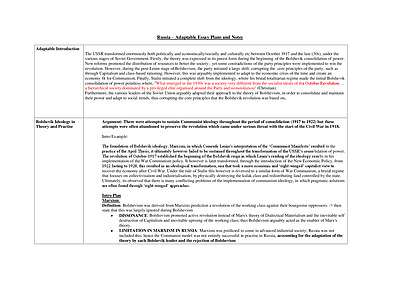 Cover page of Russia Essay Plans and Notes Band 6