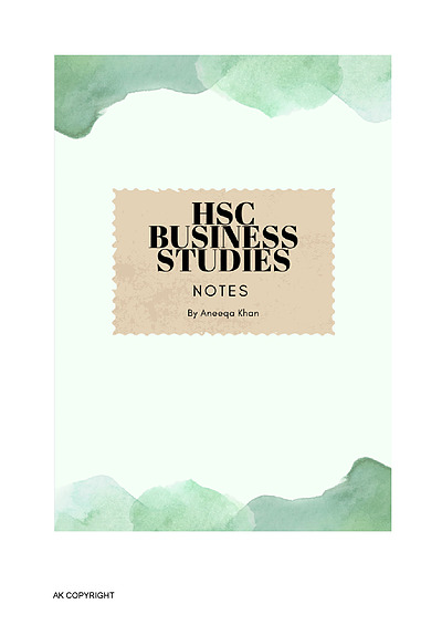 Cover page of BAND 6 YR 12 BUSINESS HSC NOTES