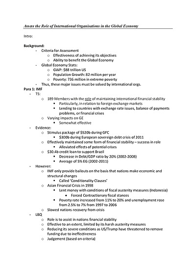 Cover page of HIGH BAND 6 // INTERNATIONAL ORGANISATIONS ESSAY PLAN
