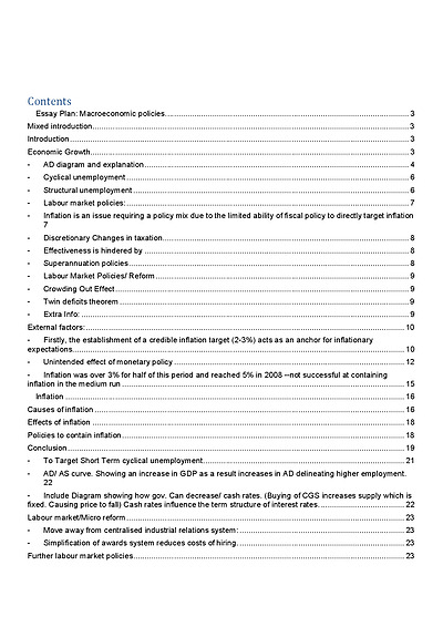 Cover page of EXTREMELY COMPREHENSIVE COURSE ESSAY FRAMEWORK // HIGH BAND 6 ECONOMICS