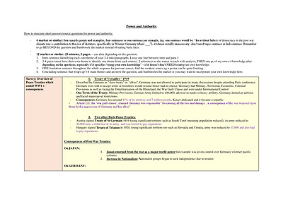 Cover page of Power and Authority Summary Notes - Common Modern History Topic