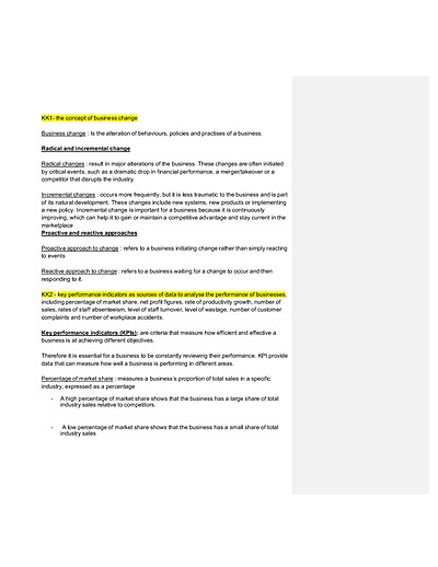 Cover page of Business management notes (check description to what is included) 