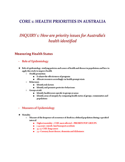 Cover page of BAND 6PDHPE NOTES - SPORTS MED AND HEALTH OF YOUNG PEOPLE