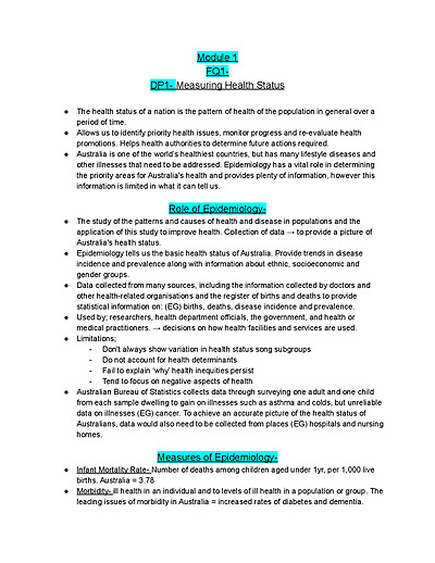 Cover page of PDHPE HSC MODULE 1