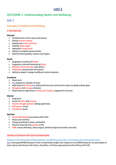 Cover page of UNIT 3/4 Health and Human Development Notes - 96.9 ATAR
