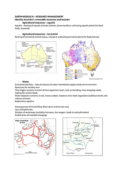 Cover page of YR 12 EARTH AND ENVIRONMENTAL SCIENCE - RESOURCE MANAGEMENT MODULE 8 (97.4 ATAR)