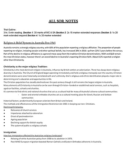 Cover page of ALL Studies of Religion II NOTES 2022