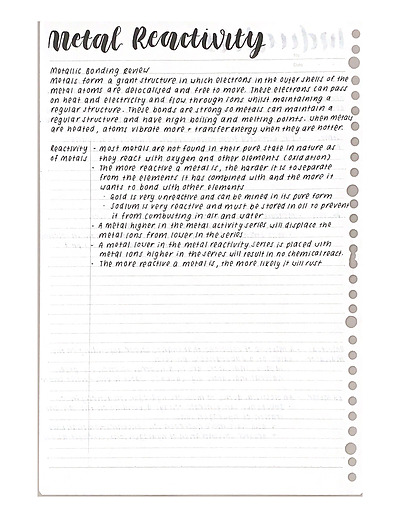 Cover page of SACE Y10 Chemistry- Types of Chemical Reactions; Metal Reactivity, Reaction Types (Single Displacement, Double Displacement, Decomposition, Composition), Redox Reactions