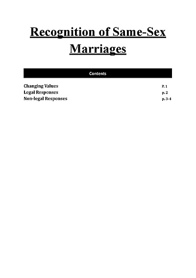Cover page of HSC Legal Studies Recognition of Same-sex Marriage Contemporary Issue Notes/Essay Plan