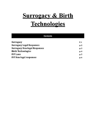 Cover page of HSC Legal Studies Surrogacy and Birth Technologies Contemporary Issue Notes/Essay Plan