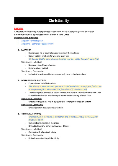 Cover page of HSC Studies of Religion Christianity Notes
