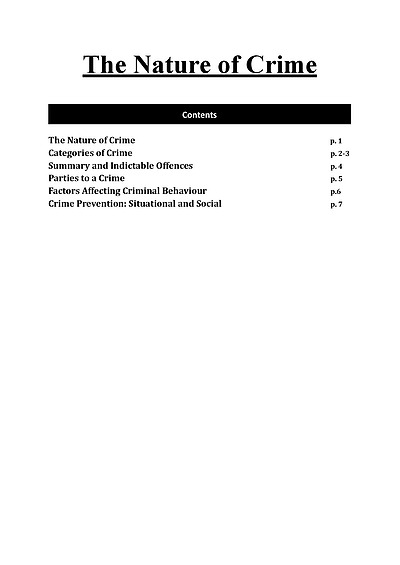 Cover page of HSC Legal Studies The Nature of Crime Notes