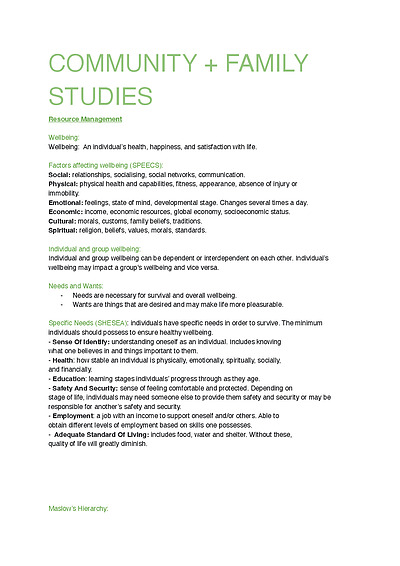 Cover page of Community and Family Studies - Preliminary Notes