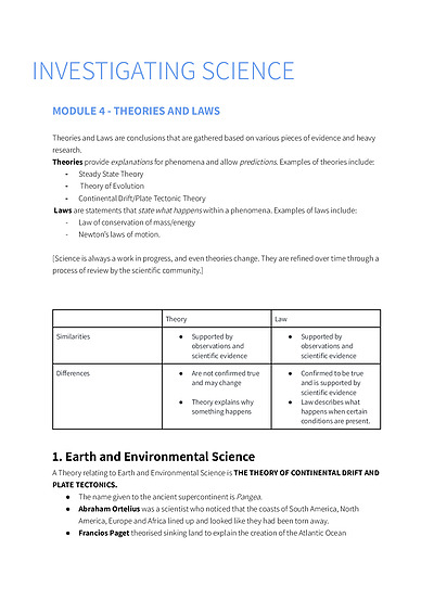 Cover page of Investigating Science - Preliminary Notes (Mod 4)