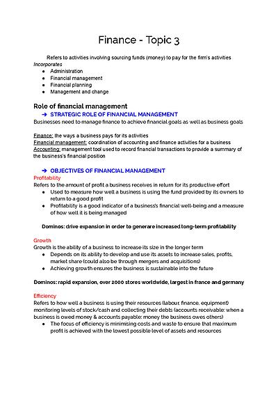 Cover page of Finance - Business Band 6 Year 12 HSC full syllabus notes