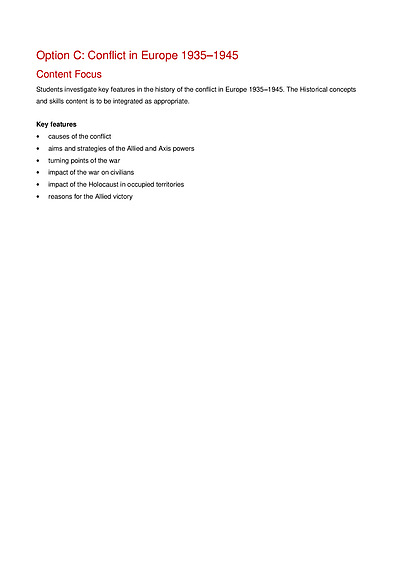 Cover page of EUROPE IN CONFLICT WW2 SYLLABUS NOTES
