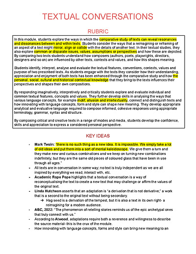 Cover page of Band 6 Module A Advanced English Notes