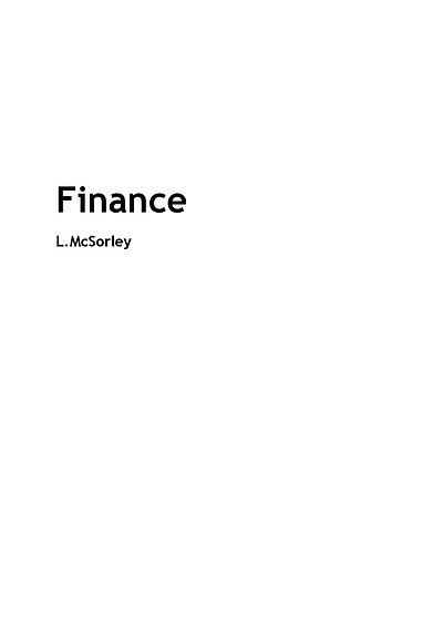 Cover page of Finance 