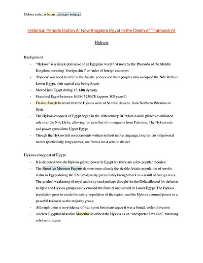 Cover page of Historical period: New Kingdom Egypt to the Death of Thutmose IV (year 12 ancient history)