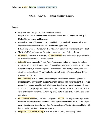 Cover page of Cities of Vesuvius full syllabus study notes (HSC ancient history)