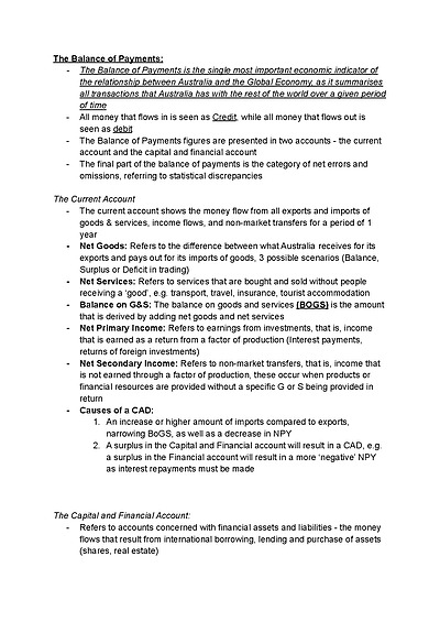 Cover page of 2022 Band 6 HSC Economics Trial Notes