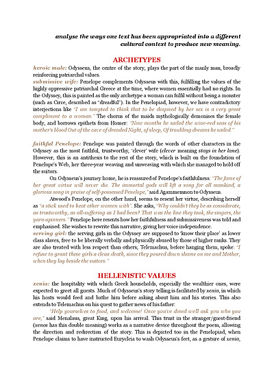 Cover page of The Odyssey and The Penelopiad Comprehensive Notes