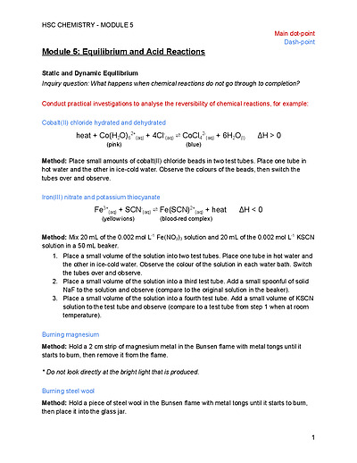Cover page of HSC Chemistry - Module 5 Notes 