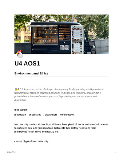 Cover page of Unit 4 of Area of Study 1 - Environment and Ethics 