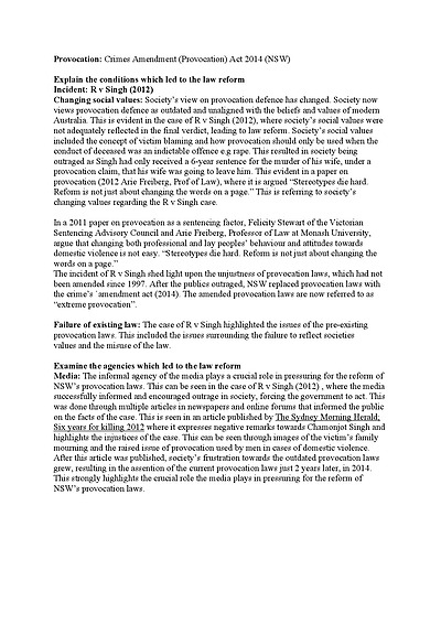 Cover page of Legal studies 45/50: Law reform assignment (report format)