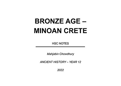 Cover page of Bronze Age Crete - Minoans Band 6 HSC Notes 2022 