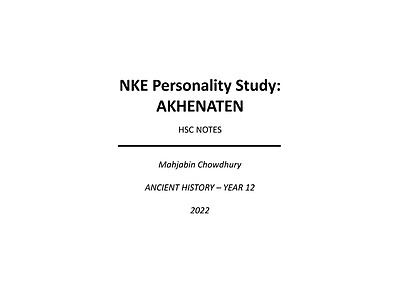 Cover page of NKE Personality Study - Akhenaten (Band 6 HSC Notes)