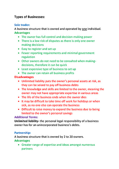 Cover page of Outcome 1 - Unit 3 Notes