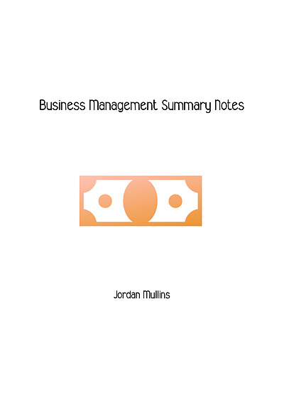 Cover page of Business Management 3/4 Notes (check description for what's included)