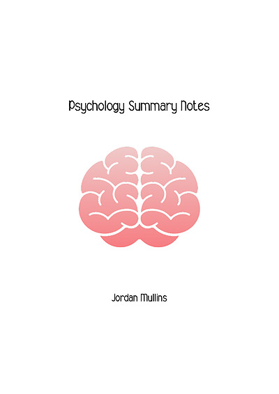Cover page of Psychology 3/4 Notes (check description to see what's included)