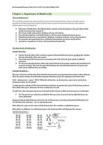 Cover page of ENVIRONMENTAL SCIENCE UNIT 3 AOS 1 NOTES