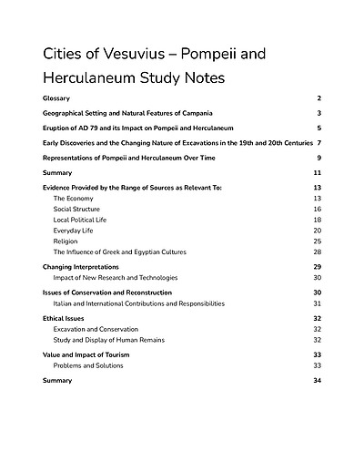 Cover page of Cities of Vesuvius – Pompeii and Herculaneum Study Notes