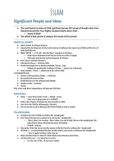 Cover page of SOR 1 ISLAM NOTES 