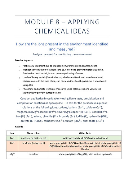 Cover page of Module 8 Notes