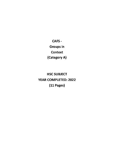 Cover page of Community and Family Studies - Groups in Context (CATEGORY A)