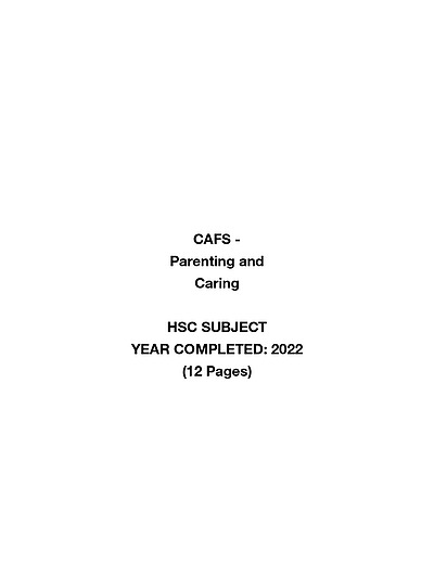 Cover page of Community and Family Studies - Parenting and Caring