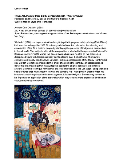 Cover page of Case Study Artist "Gordon Bennett" Notes