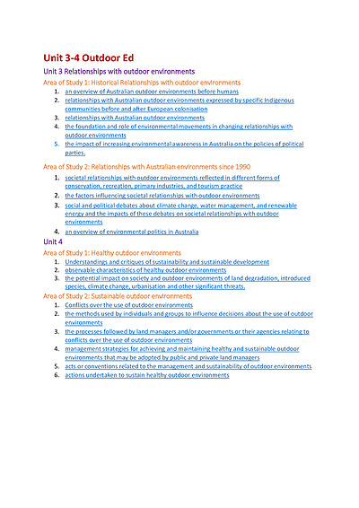 Cover page of VCE Outdoor Education Notes RAW 47 (2018 - 2023 Study Guide)