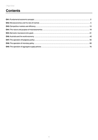 Cover page of VCE Units 3/4 Comprehensive Economics Notes - By 99.95 ATAR Scorer