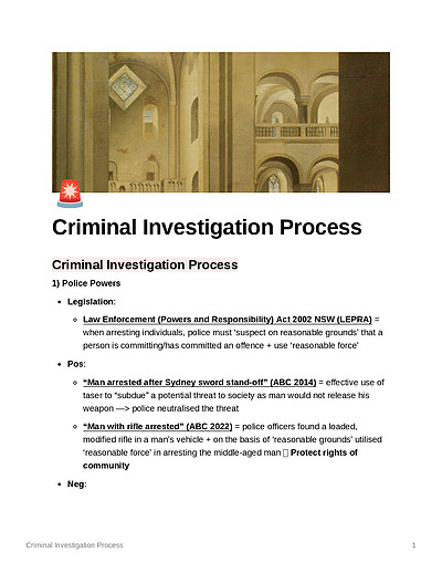 Cover page of BAND 6 - CRIMINAL INVESTIGATION PROCESS ESSAY PLANS