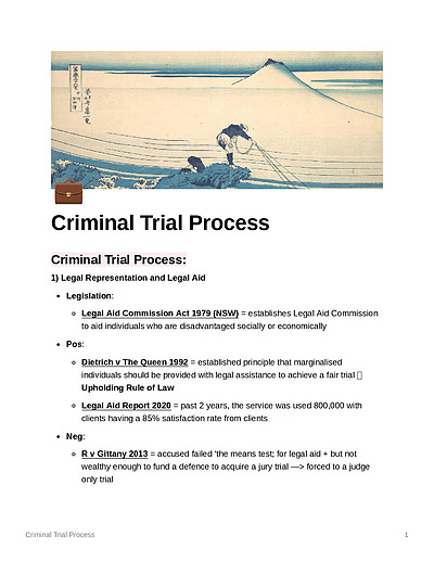 Cover page of BAND 6 - CRIMINAL TRIAL PROCESS ESSAY PLANS
