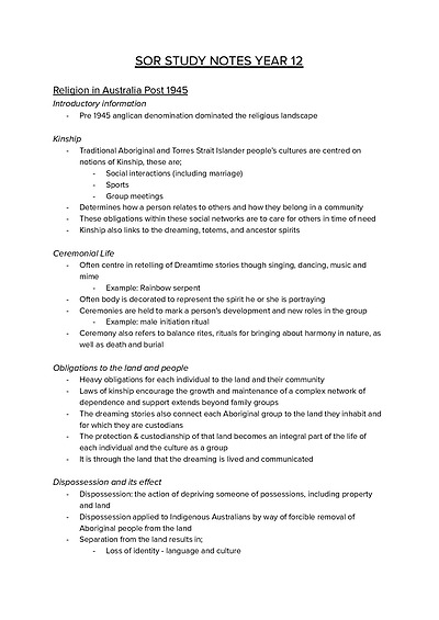 Cover page of SOR 2 HSC NOTES 94 EXTERNAL MARK BAND 6