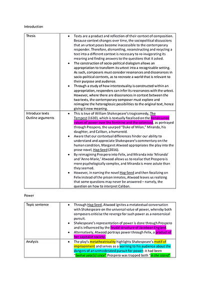 Cover page of HSC ENGLISH ADVANCED MODULE A TEMPEST AND HAGSEED ESSAY SCAFFOLDS (99.95 ATAR, 98% IN HSC EXAM)